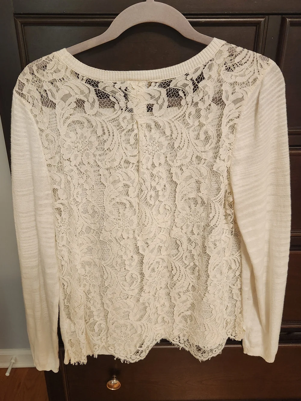 Cali Lightweight Lace-Back Sweater in Cream - Picture 2 of 3